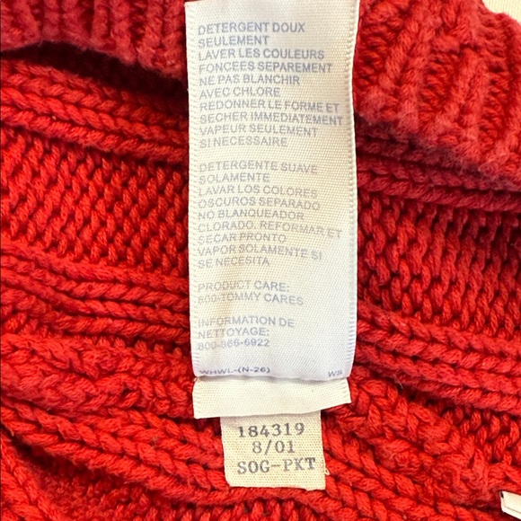 Tommy Hilfiger Vintage 00’s Y2K Red Ribbed Sweater Size Medium Long Sleeve - Picture 5 of 7
